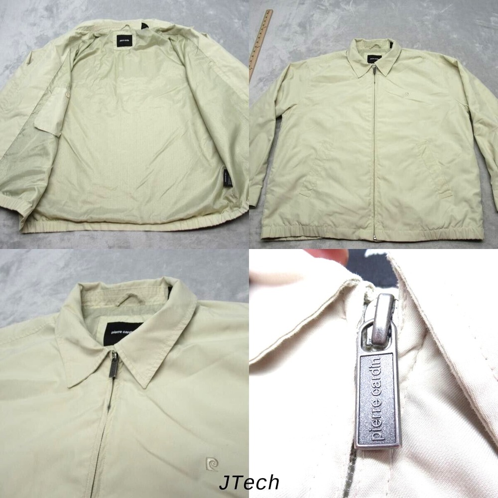 Pierre Cardin Jacket Men Medium Cream Pockets Lined Full Zip Windbreaker